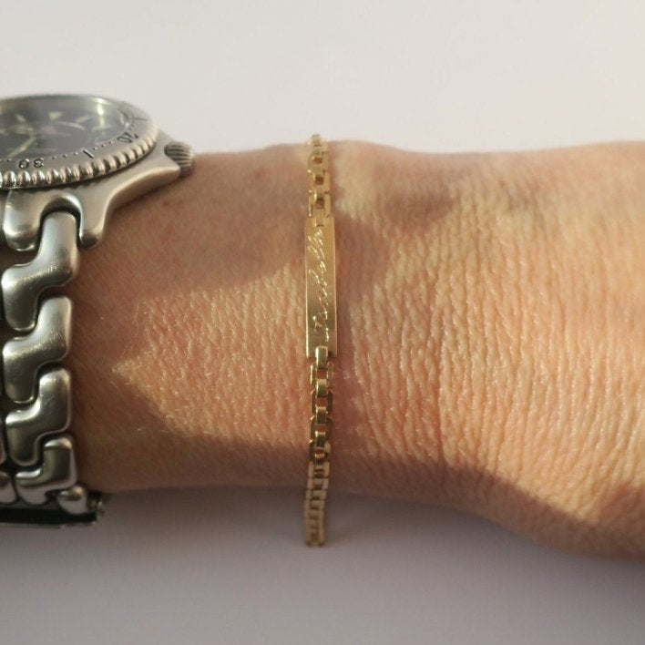 Bracelet gourmette d'identité en or rose - Castafiore