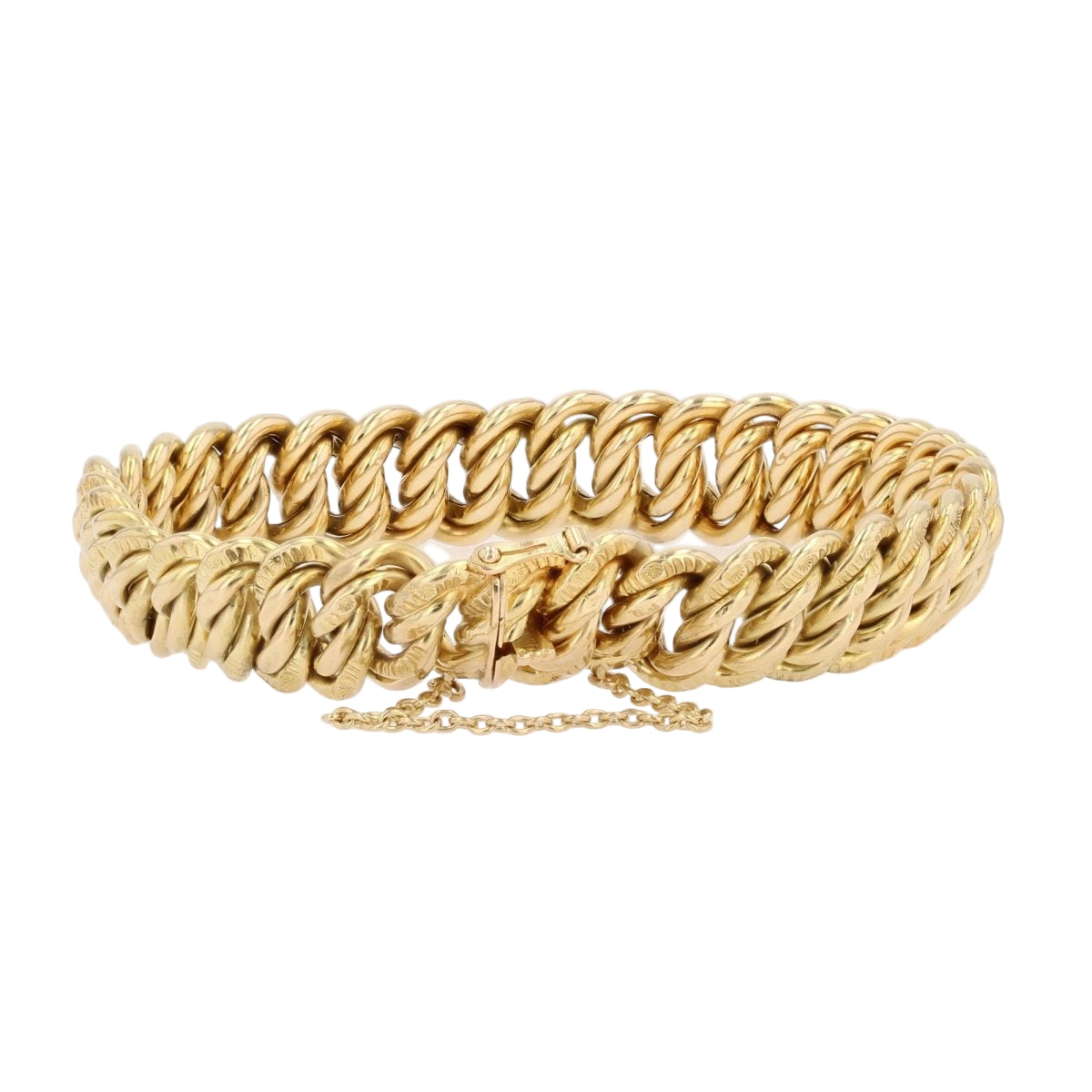 Bracelet Gourmette maille américaine en or jaune - Castafiore