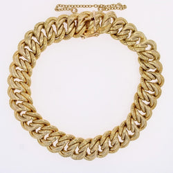 Bracelet gourmette maille ciselée en or jaune - Castafiore