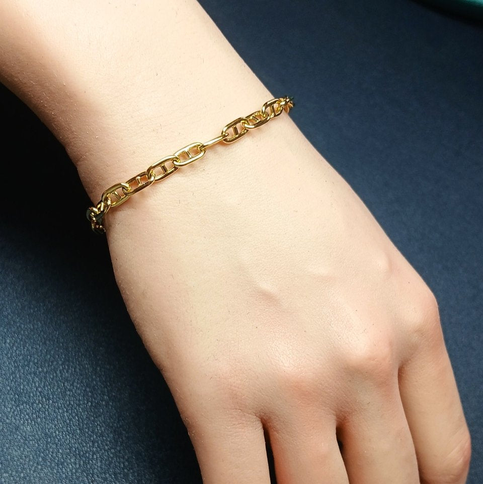 Bracelet Gourmette maille marine en or jaune - Castafiore