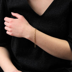 Bracelet Gourmette maillons rectangulaires en or jaune - Castafiore