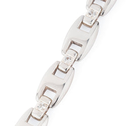 Bracelet HERMÈS Cassiopé maillons en argent saphirs blancs - Castafiore