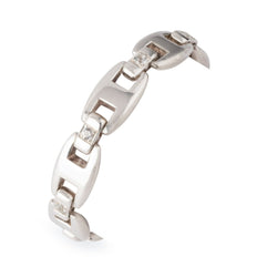 Bracelet HERMÈS Cassiopé maillons en argent saphirs blancs - Castafiore