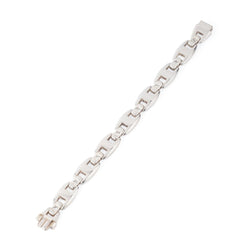 Bracelet HERMÈS Cassiopé maillons en argent saphirs blancs - Castafiore