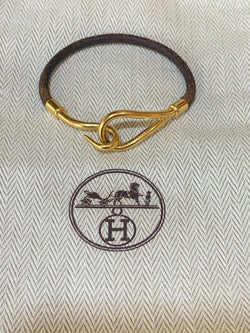 Bracelet Hermès Jumbo Métal Doré Cuir - Castafiore