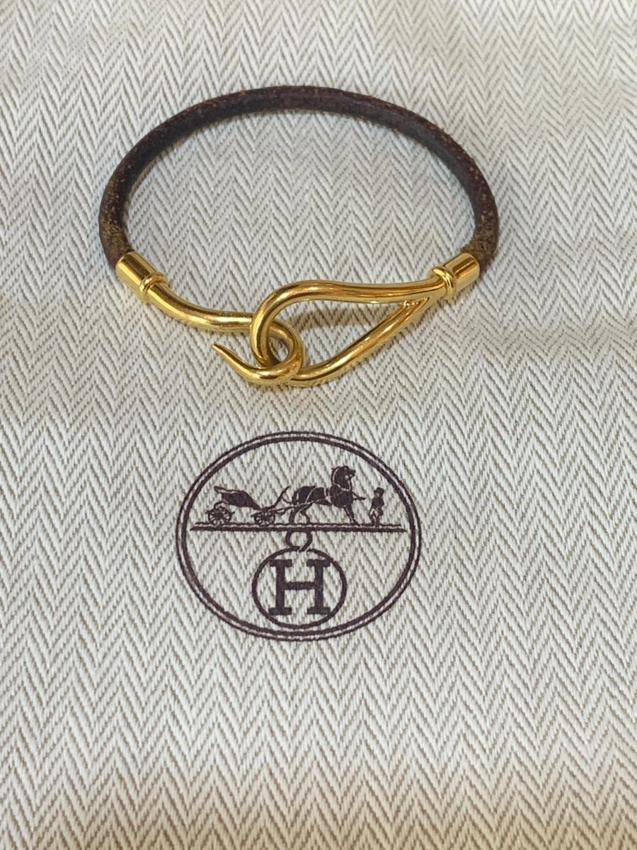 Bracelet Hermès Jumbo Métal Doré Cuir - Castafiore