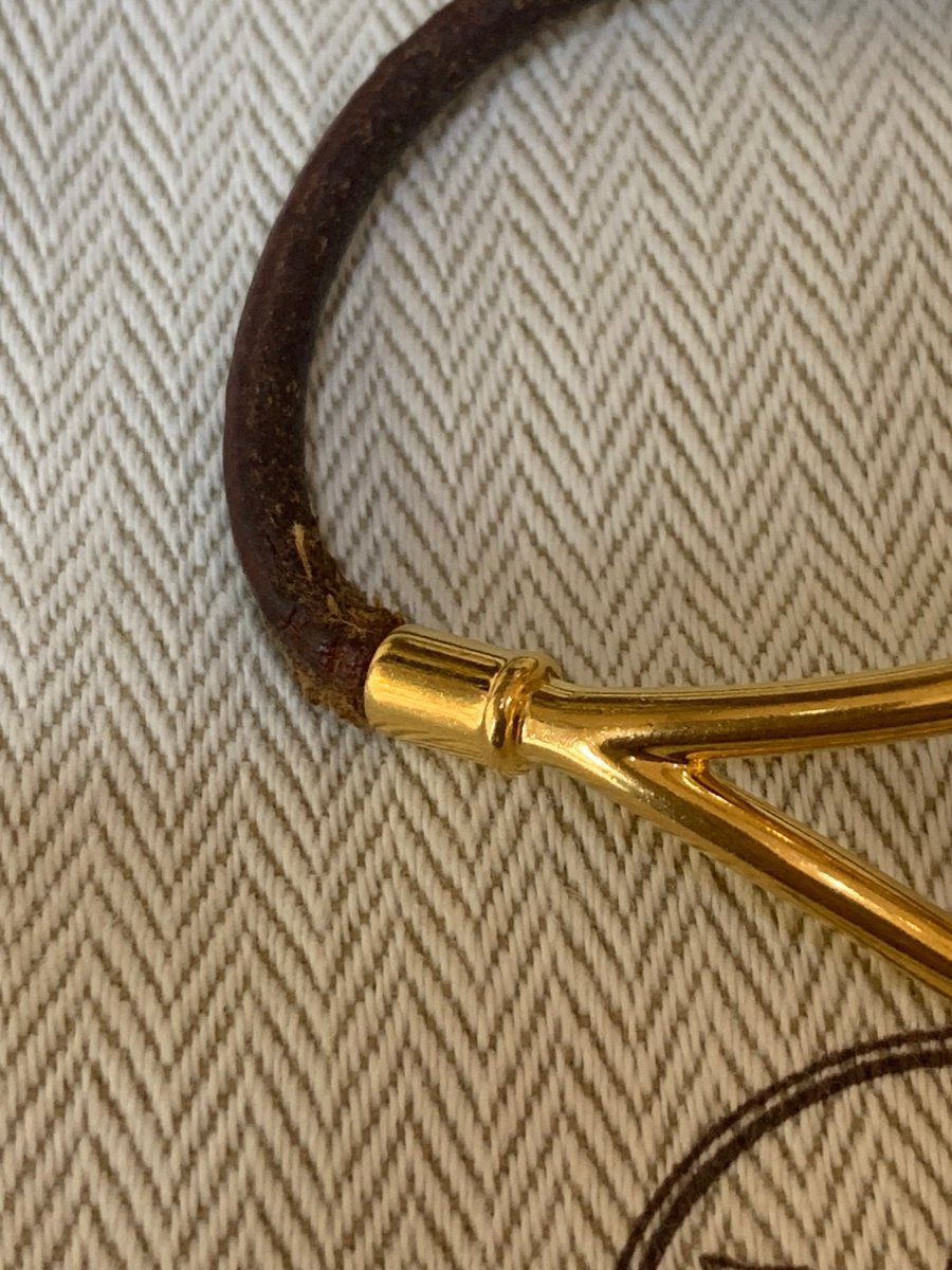 Bracelet Hermès Jumbo Métal Doré Cuir - Castafiore