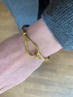 Bracelet Hermès Jumbo Métal Doré Cuir - Castafiore