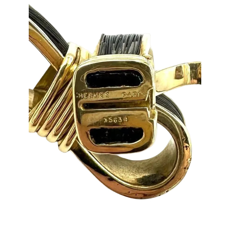 Bracelet HERMÈS Lenfant en or jaune et crin de cheval - Castafiore