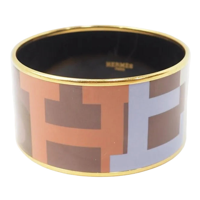 Bracelet Hermès manchette en émail multicolore - Castafiore
