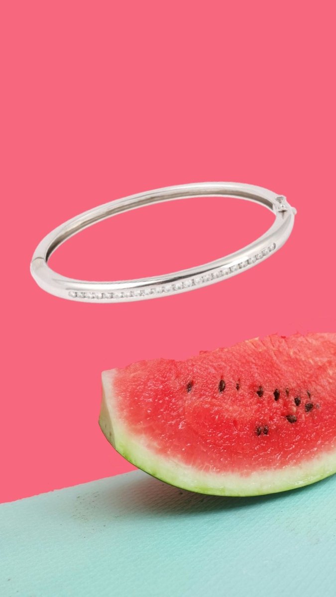 Bracelet Jonc 1 Carat Diamants Or Gris 18 Carats - Castafiore