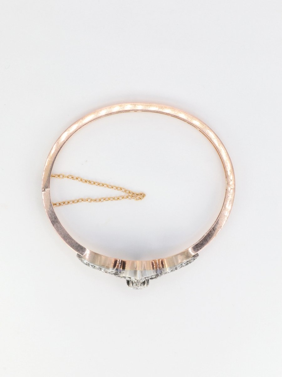 Bracelet jonc or rose diamants taille ancienne – Castafiore