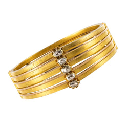 Bracelet jonc ancien or mat et diamants taillés en rose - Castafiore