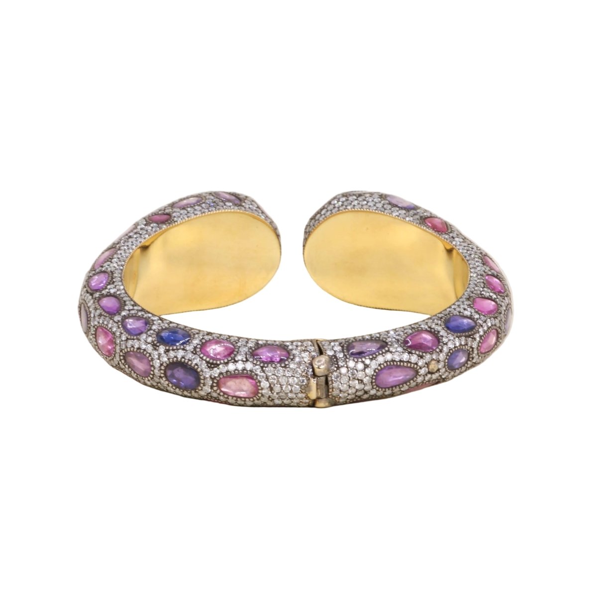 Bracelet Jonc ANDRÉ MARCHA en or jaune, argent, saphirs et diamants - Castafiore
