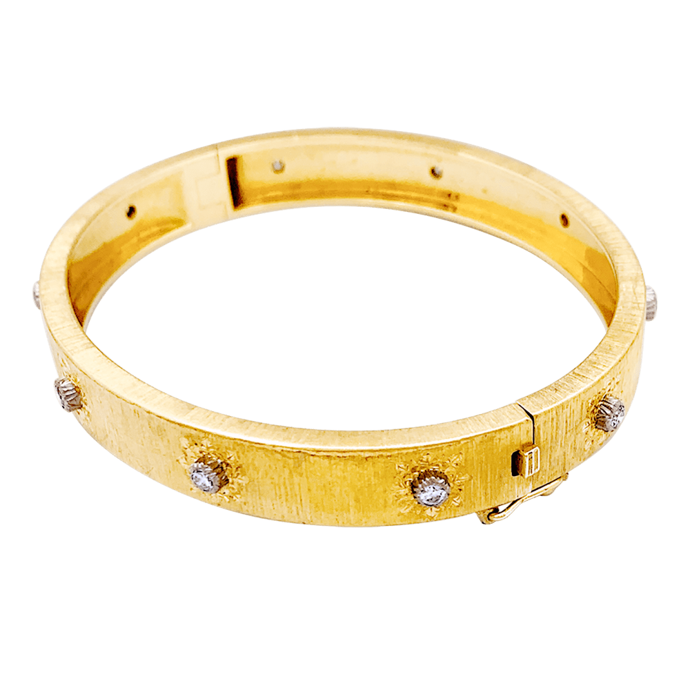 Bracelet Jonc BUCCELLATI "Macri Classica" en or jaune et diamants - Castafiore