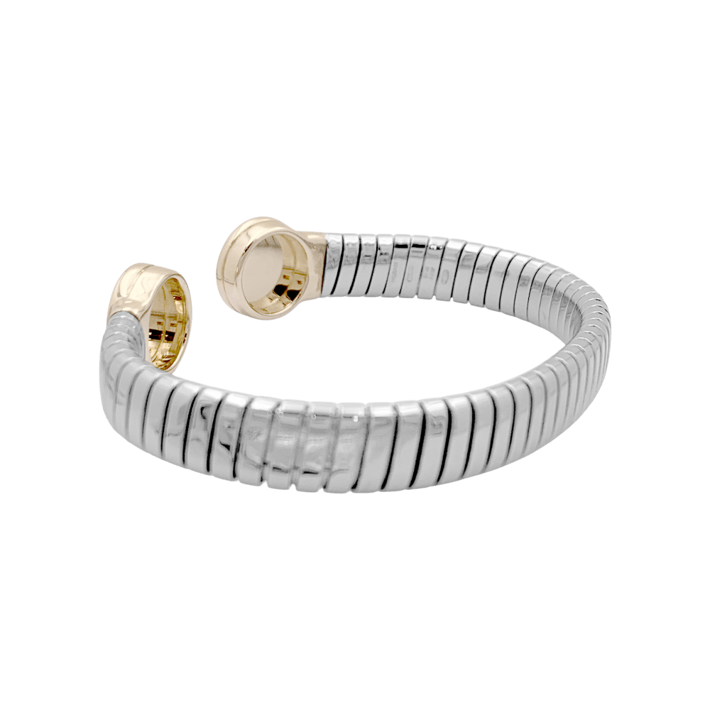 Bracelet Jonc BULGARI "Bulgari - Bulgari" en or jaune, acier et onyx - Castafiore