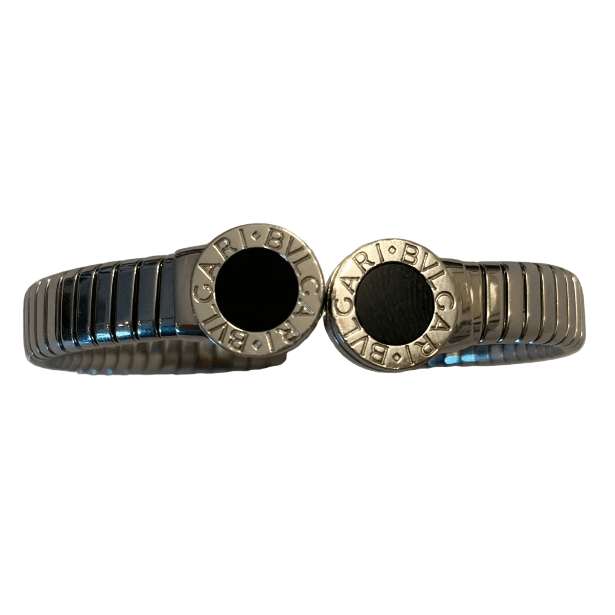 Bracelet Jonc BULGARI "Bvlgari Bvlgari" en acier inoxydable et onyx - Castafiore
