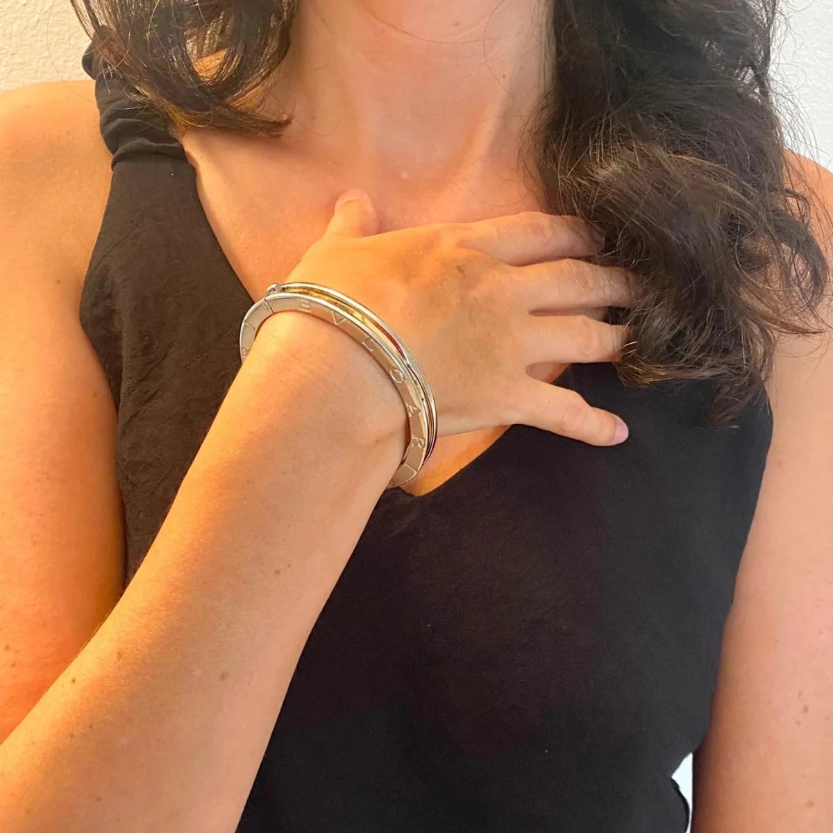 Bracelet Jonc BULGARI "B.Zero1" en or jaune et acier - Castafiore