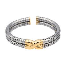 Bracelet Jonc BULGARI en or jaune et acier - Castafiore