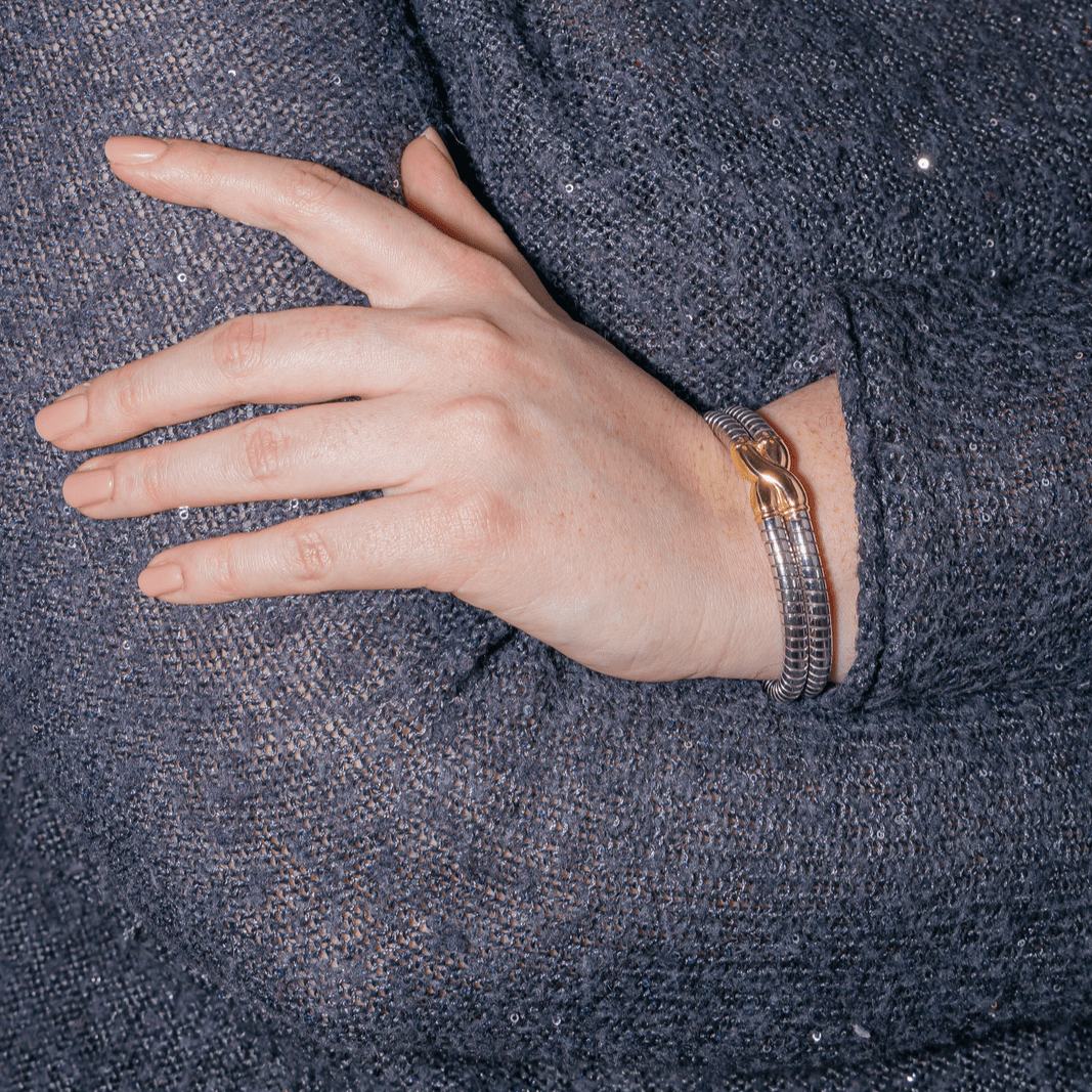 Bracelet Jonc BULGARI en or jaune et acier - Castafiore