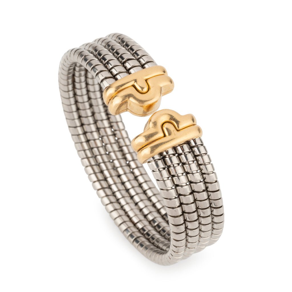 Bracelet Jonc BULGARI "Parentesi" en or jaune et acier - Castafiore