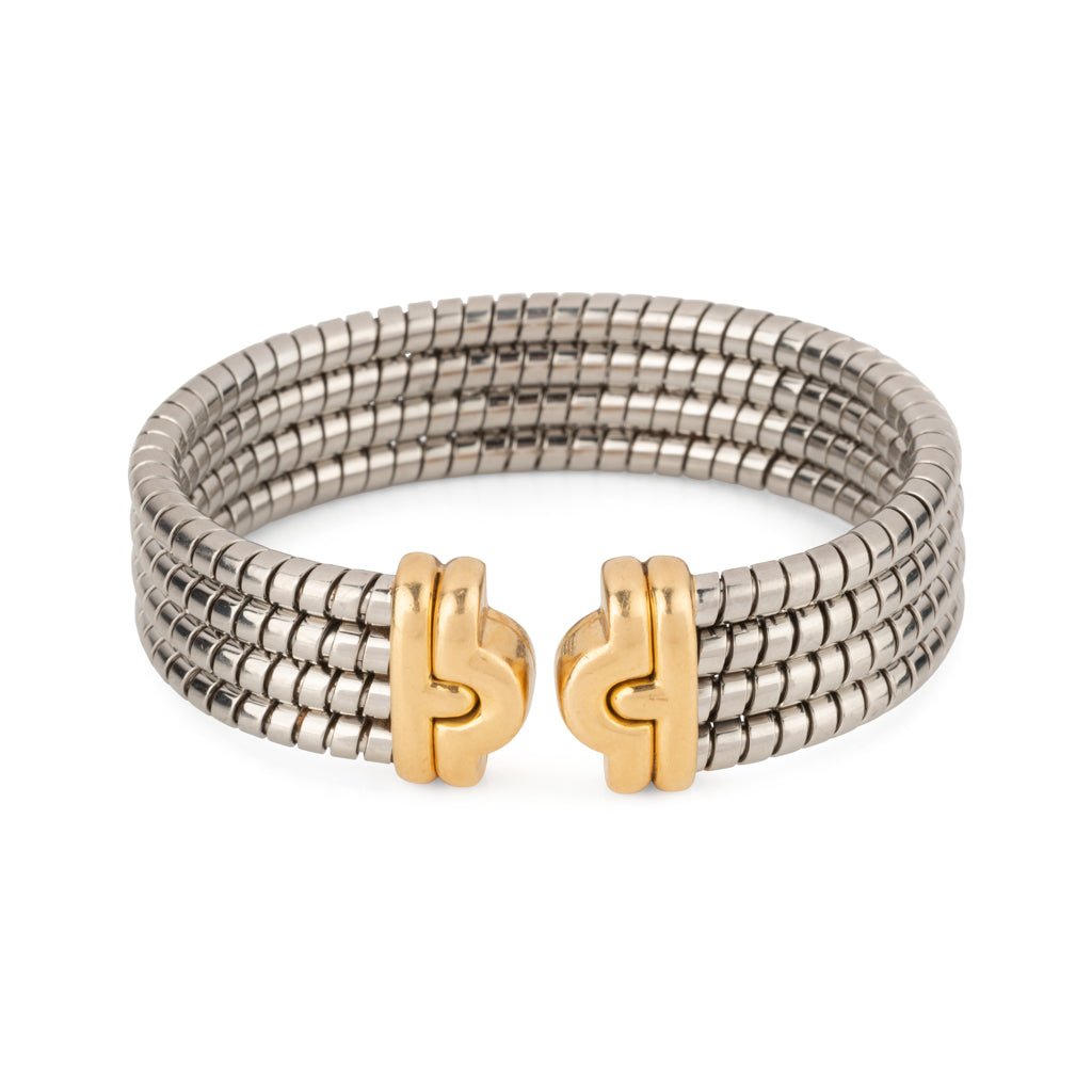 Bracelet Jonc BULGARI "Parentesi" en or jaune et acier - Castafiore