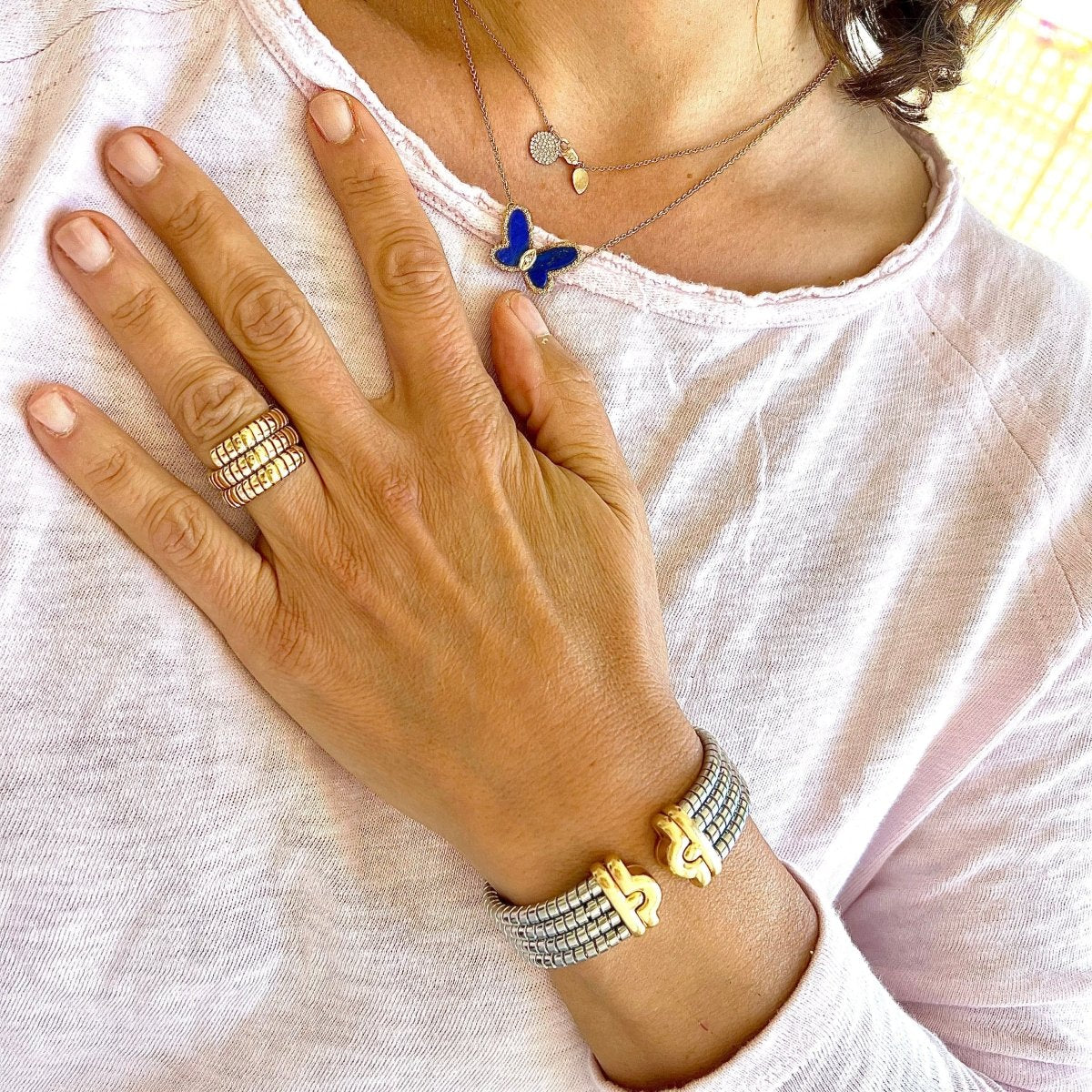 Bracelet Jonc BULGARI "Parentesi" en or jaune et acier - Castafiore