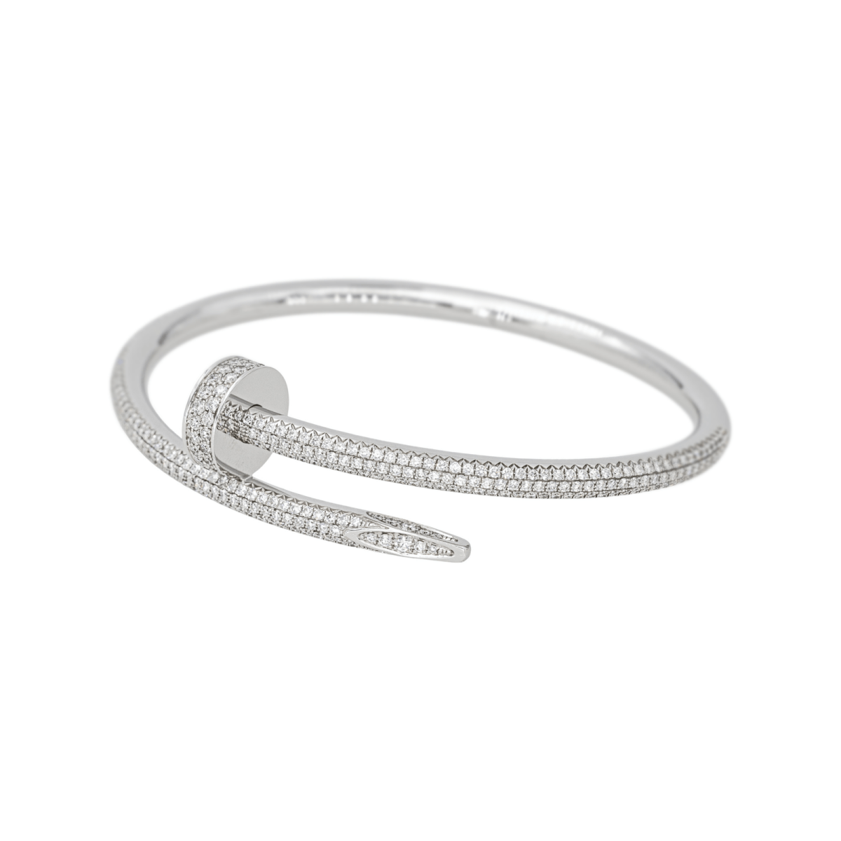 Bracelet Jonc CARTIER "Juste Un Clou" en or blanc et diamants - Castafiore
