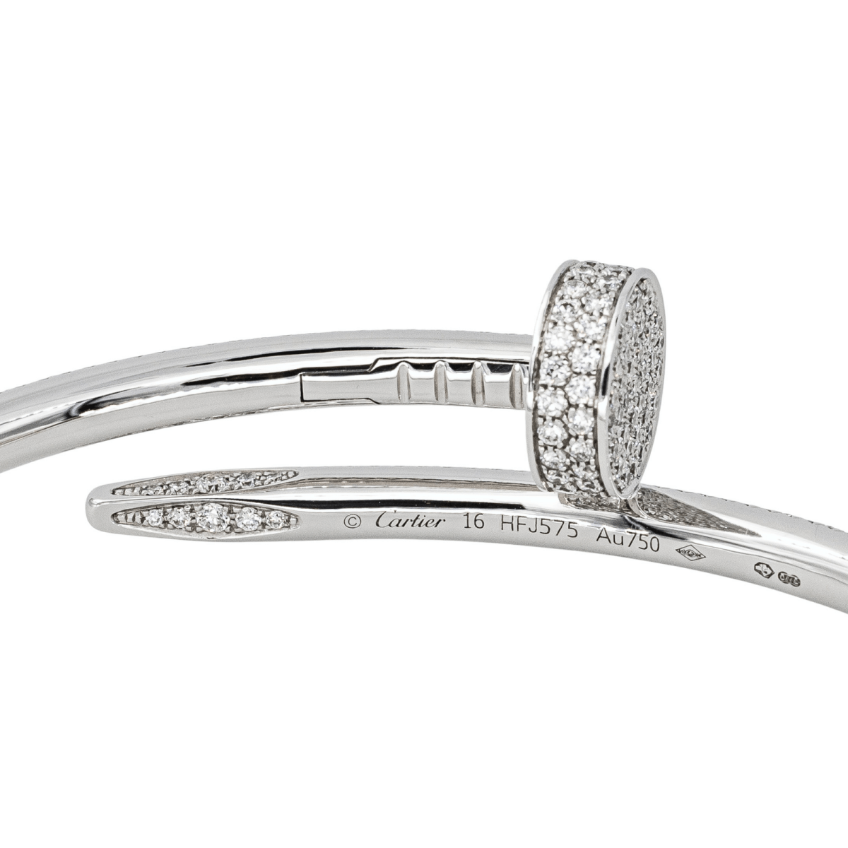 Bracelet Jonc CARTIER "Juste Un Clou" en or blanc et diamants - Castafiore