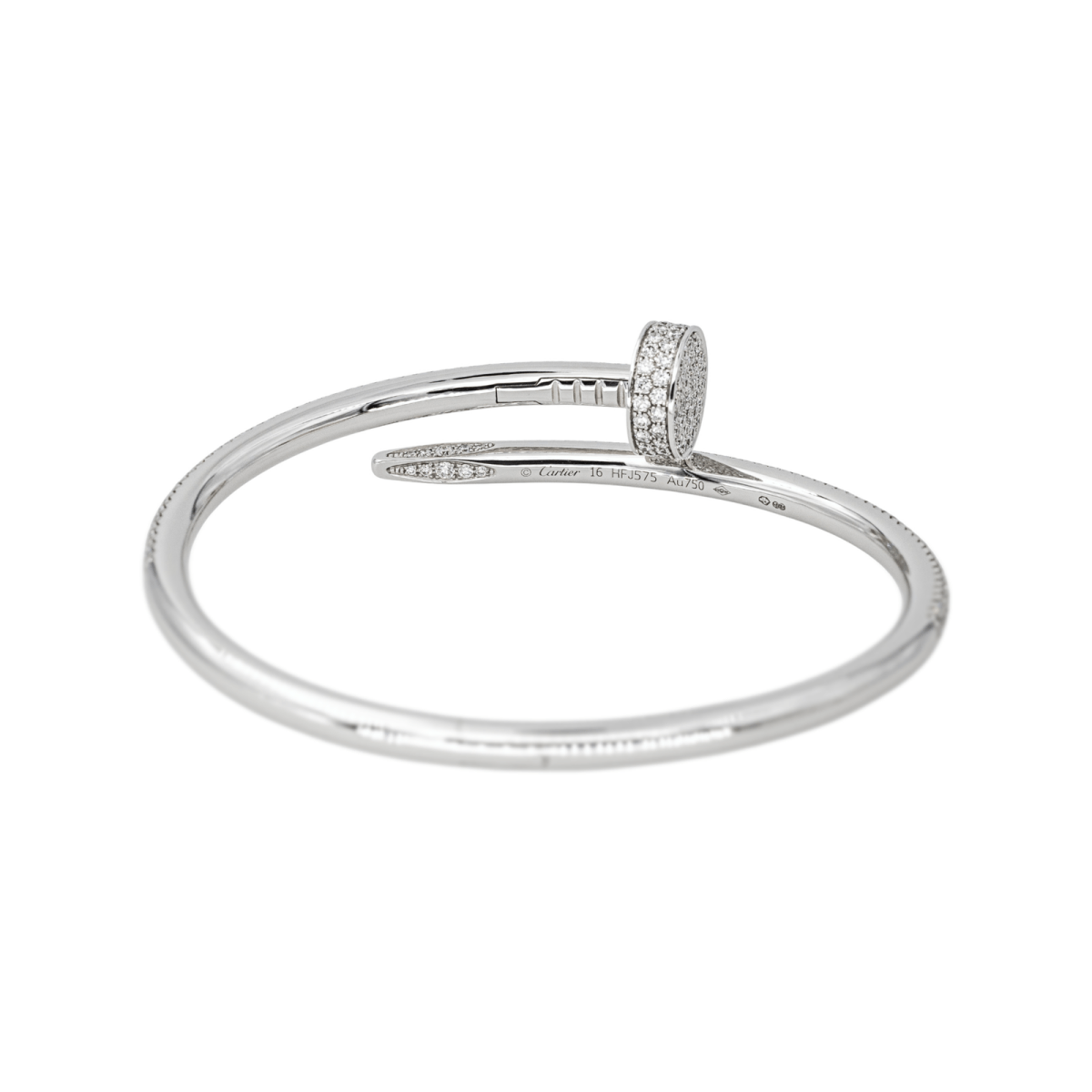 Bracelet Jonc CARTIER "Juste Un Clou" en or blanc et diamants - Castafiore