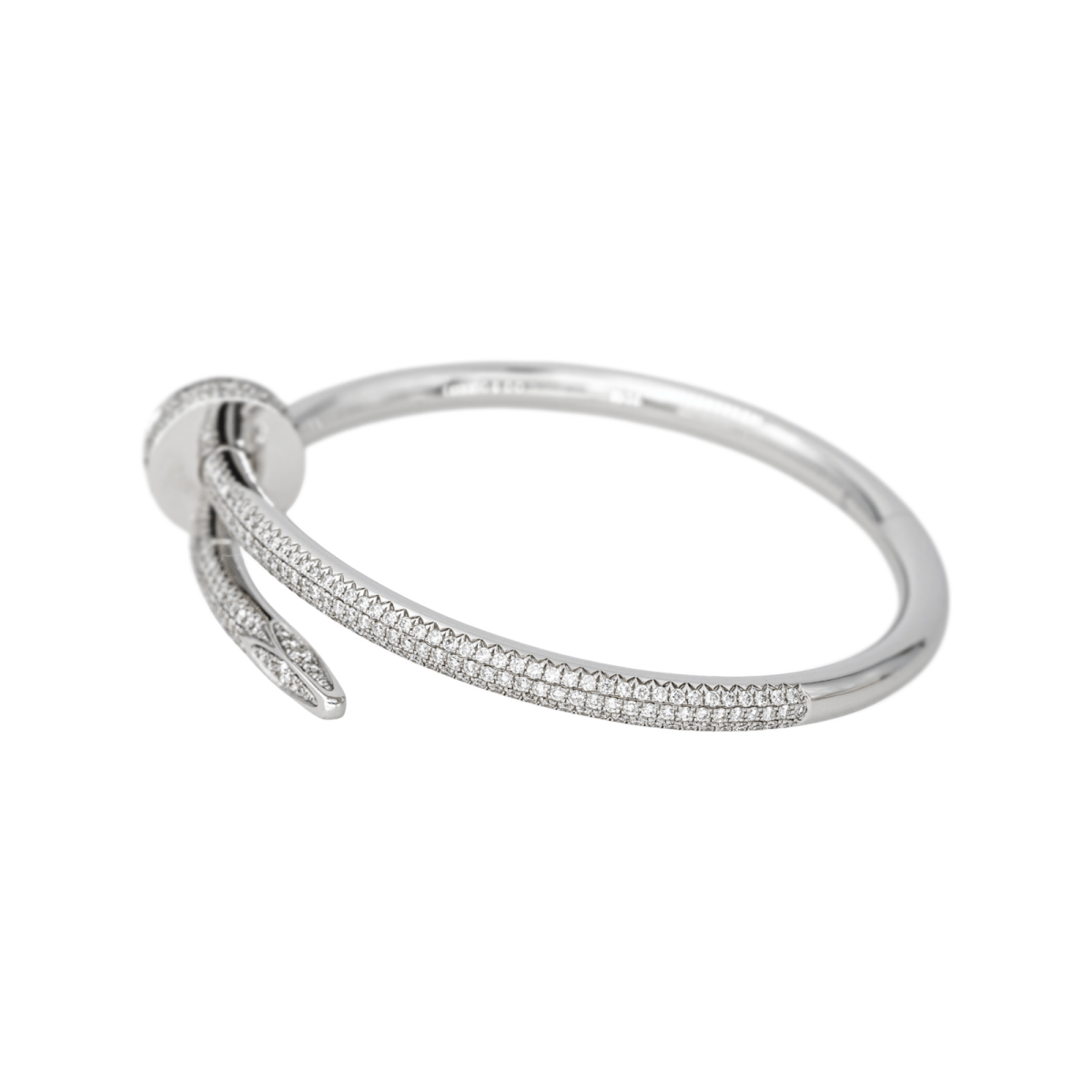 Bracelet Jonc CARTIER "Juste Un Clou" en or blanc et diamants - Castafiore