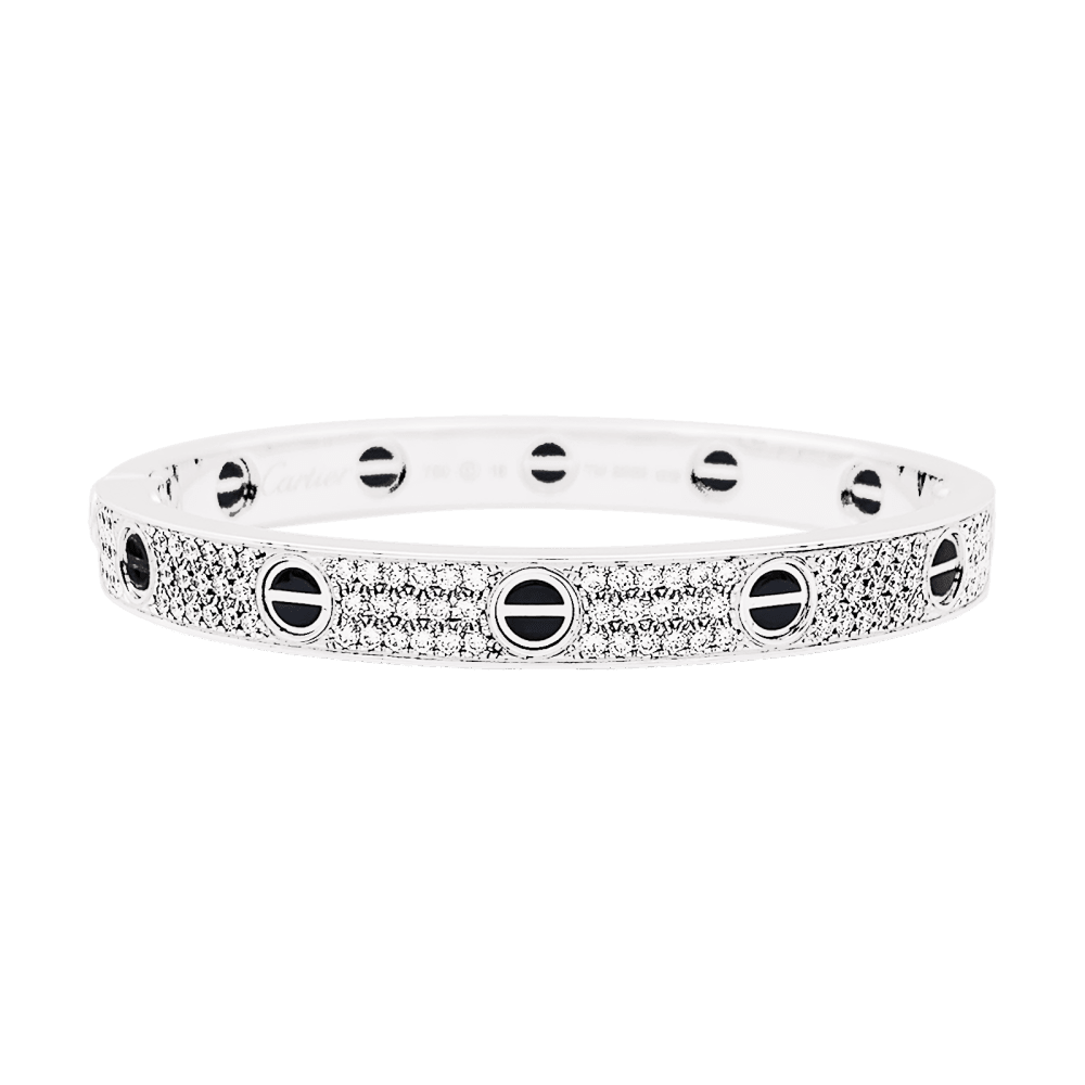 Bracelet Jonc CARTIER "Love" en or blanc, céramique et diamants - Castafiore