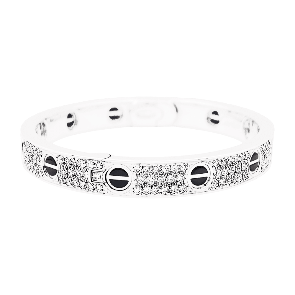 Bracelet Jonc CARTIER "Love" en or blanc, céramique et diamants - Castafiore
