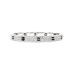 Bracelet Jonc CARTIER "Love" en or blanc, céramique et diamants - Castafiore