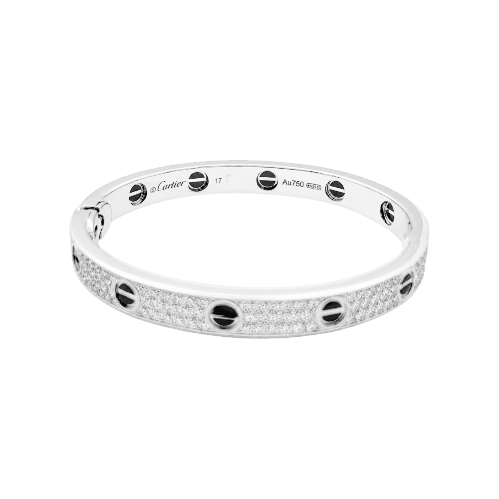 Bracelet Jonc CARTIER "Love" en or blanc, céramique et diamants - Castafiore