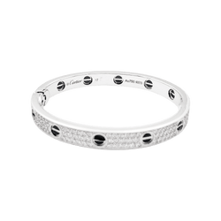 Bracelet Jonc CARTIER "Love" en or blanc, céramique et diamants - Castafiore
