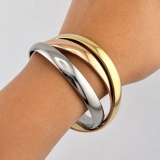 Bracelet Jonc CARTIER "Trinity" en or blanc, or jaune et or rose - Castafiore