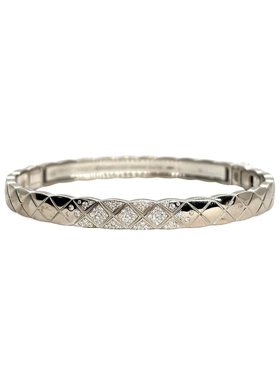 Bracelet Jonc CHANEL "Coco Crush" en or blanc et diamants - Castafiore