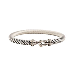 Bracelet Jonc DAVID YURMAN "Buckle Classic Cable" en argent et diamant - Castafiore
