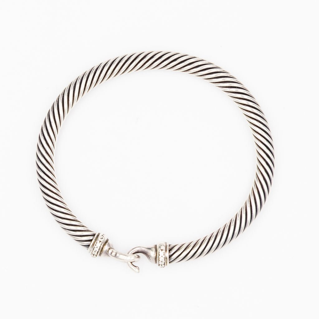 Bracelet Jonc DAVID YURMAN "Buckle Classic Cable" en argent et diamant - Castafiore
