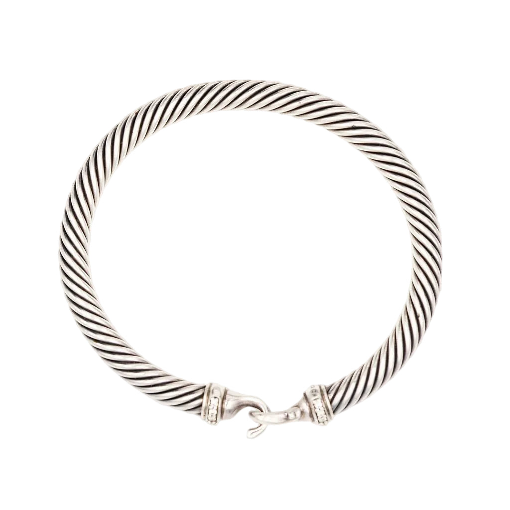Bracelet Jonc DAVID YURMAN "Buckle Classic Cable" en argent et diamant - Castafiore