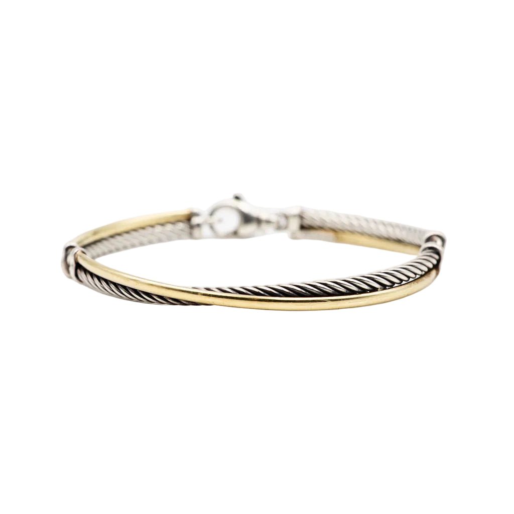 Bracelet Jonc DAVID YURMAN "Crossover" en or jaune et argent - Castafiore
