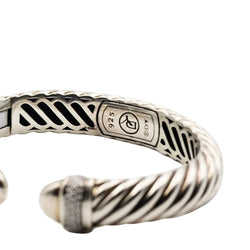 Bracelet jonc DAVID YURMAN "Narrow Waverly" en argent et diamants - Castafiore