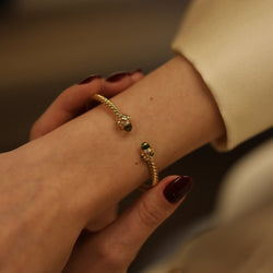 Bracelet Jonc DAVID YURMAN "Renaissance Cable Spira" en or jaune et cabochons - Castafiore
