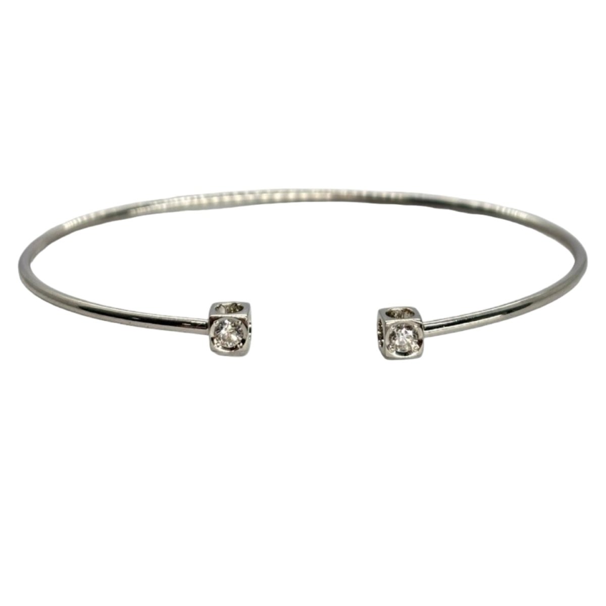 Bracelet Jonc DINH VAN "Le Cube" en or blanc et diamants - Castafiore