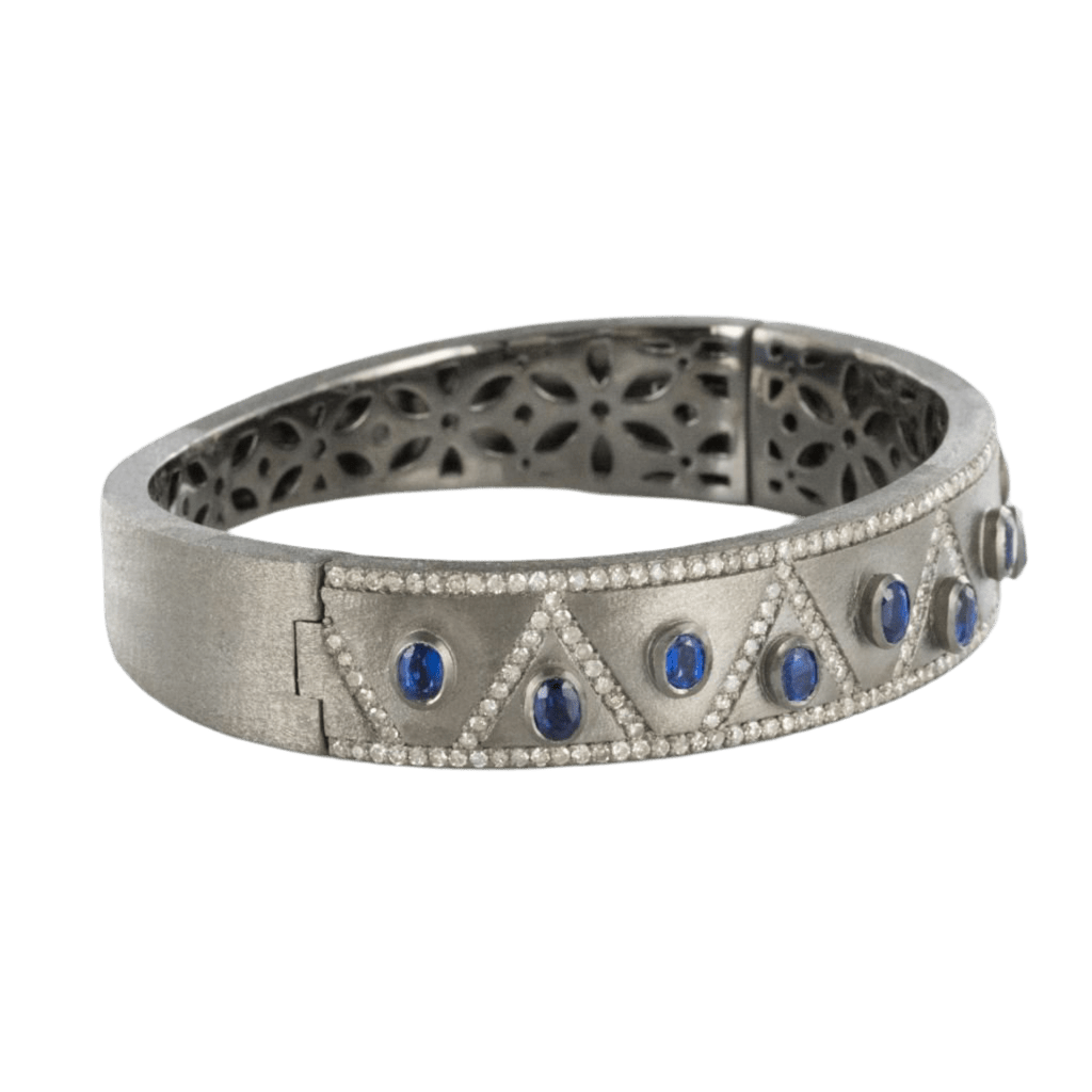 Bracelet Jonc en argent, cyanites et diamants - Castafiore