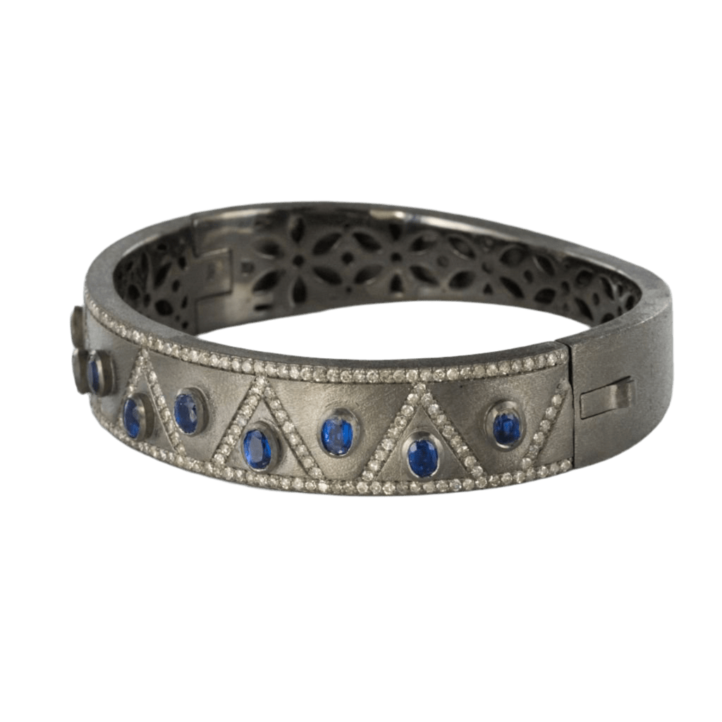 Bracelet Jonc en argent, cyanites et diamants - Castafiore