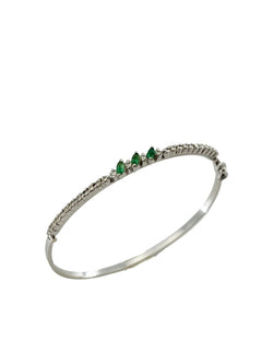 Bracelet Jonc en or blanc, émeraudes et diamants - Castafiore