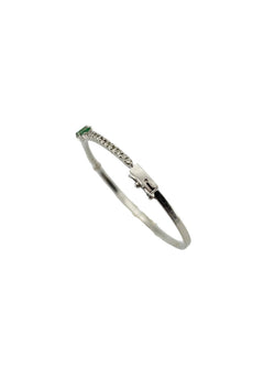 Bracelet Jonc en or blanc, émeraudes et diamants - Castafiore