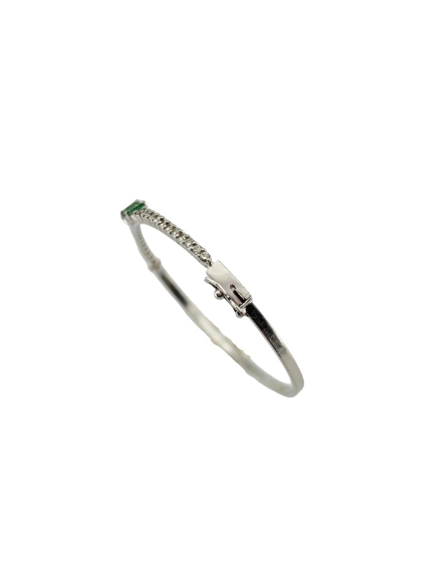 Bracelet Jonc en or blanc, émeraudes et diamants - Castafiore